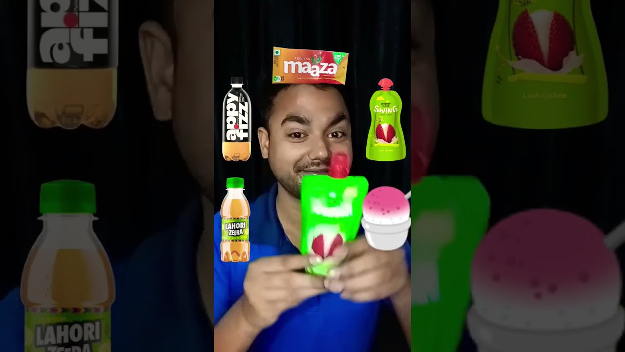 Tasty Mazza drinks challenge🍑🍉🍒🍓 