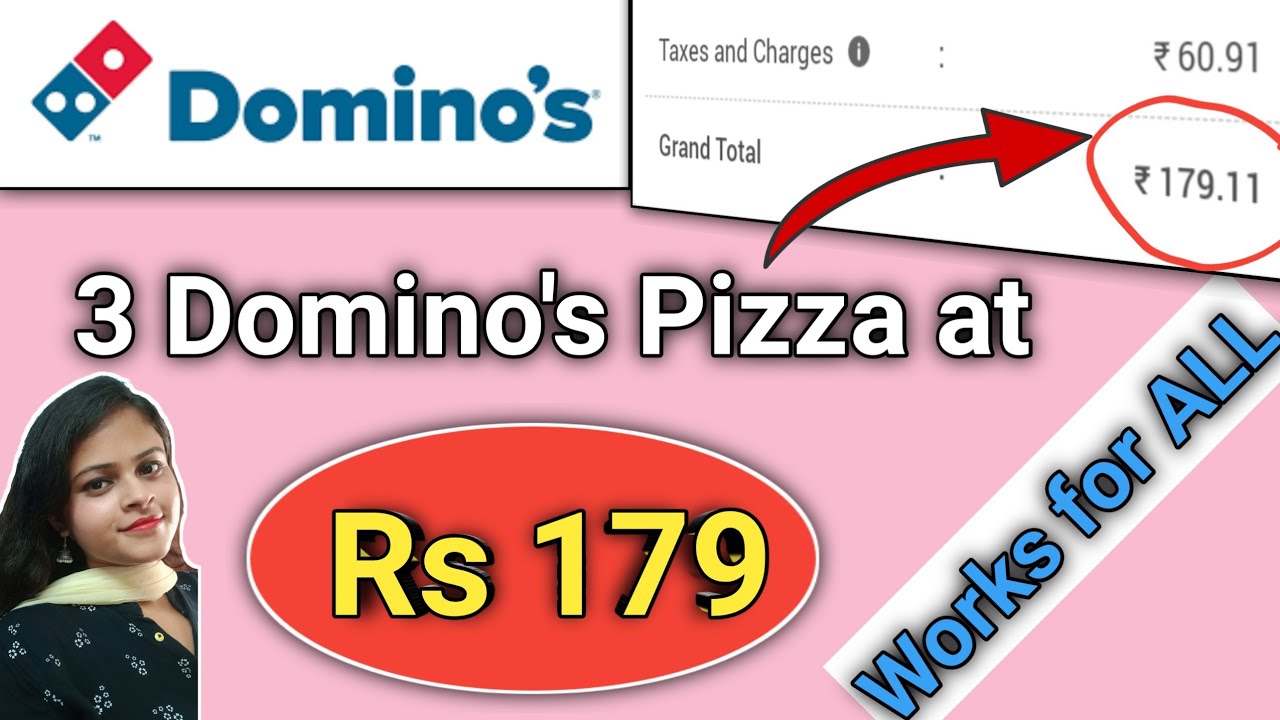 Rs 179 मे 🛑3 Domino's Pizza ll Domino's Coupon Code l Domino's Offer l