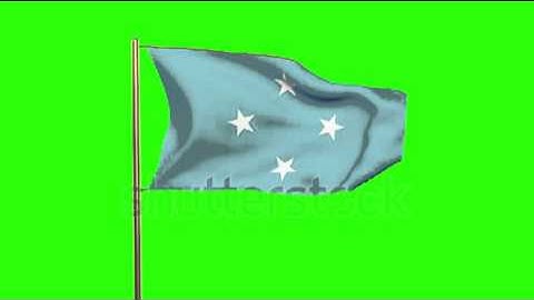 Micronesia flag waving in the wind. Green screen, alpha matte. Loopable animation Stock video by