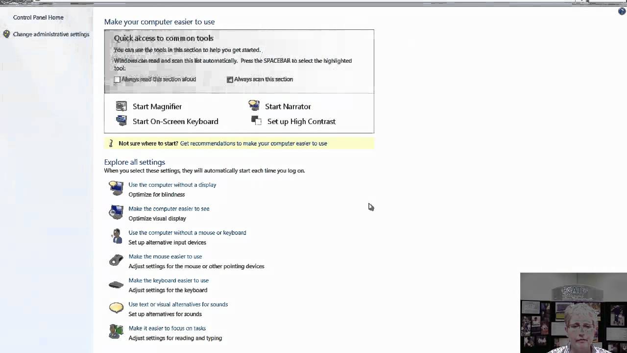 Ease of Access Center (Microsoft Accessibility Options) - YouTube