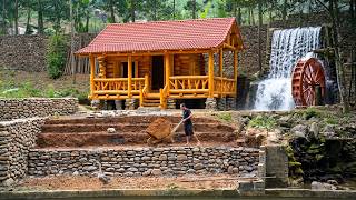 Primitive Skills: Man Builds a Solid Rice Mill Foundation with Only a Simple Wheelbarrow Alone.