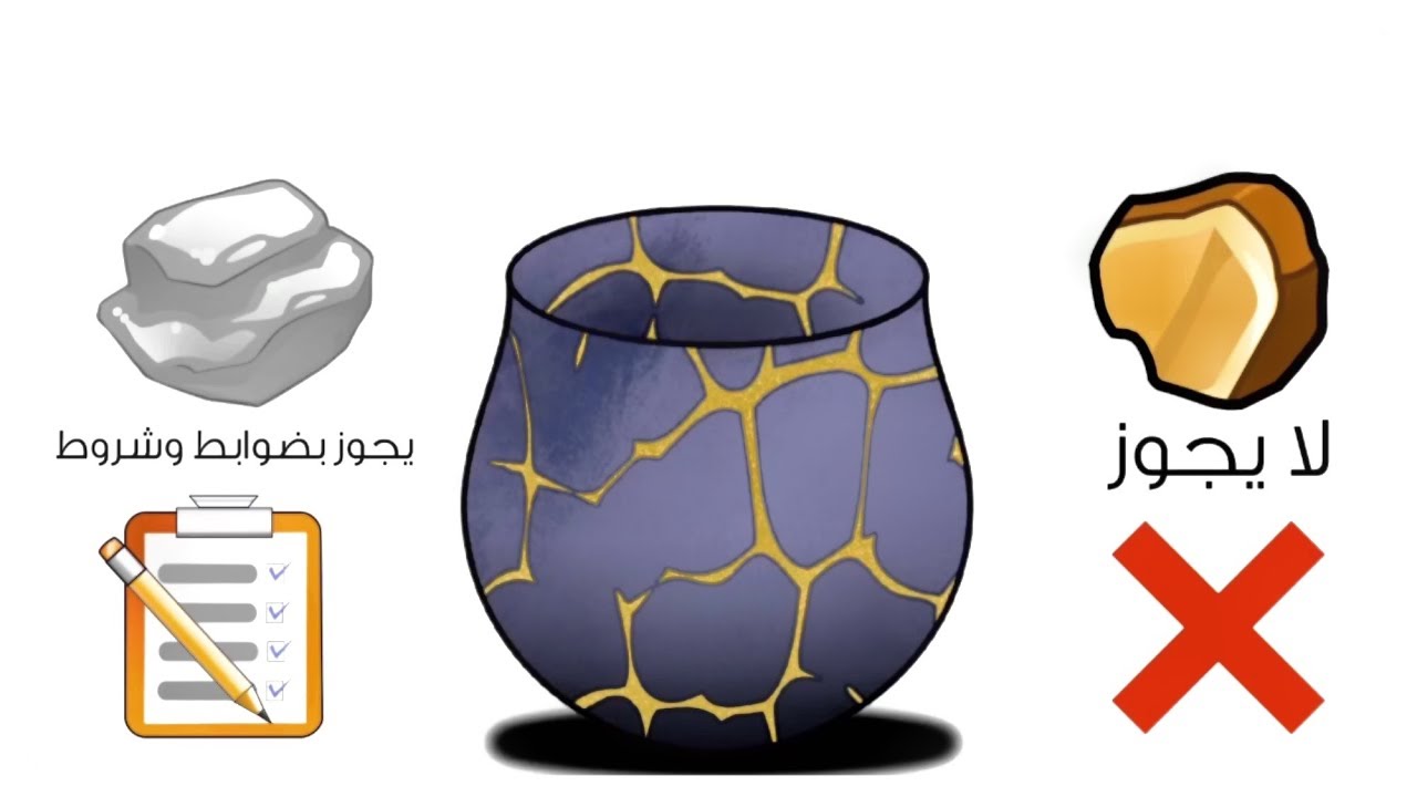 توضيح الزاد (5) | معنى الإناء المضبب بالذهب أو الفضة ، وكذلك تكفيت وطلاء وتمويه الإناء بذهب أو فضة