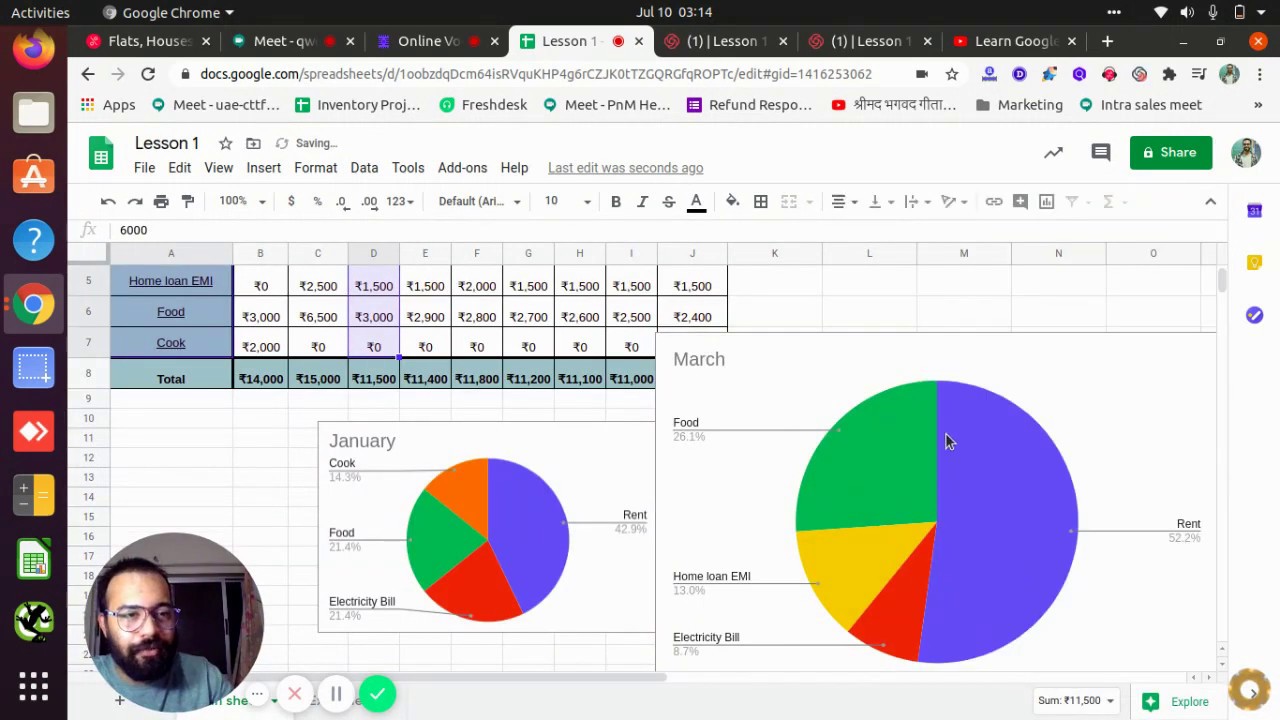 Learn Google Spreadsheet Basics Tutorial Part 2 (Hindi English