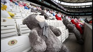 Besiktas football fans toss cuddly toys onto pitch during match in Istanbul screenshot 5