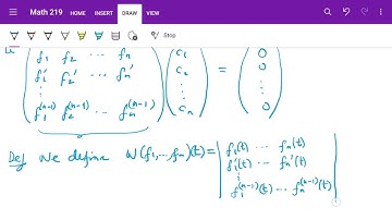 MATH 219 Video 11 Basis theory of systems of first order linear ODEs