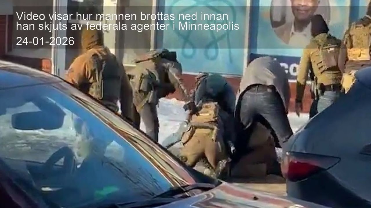 Video visar hur mannen brottas ned innan han skjuts av federala agenter i Minneapolis