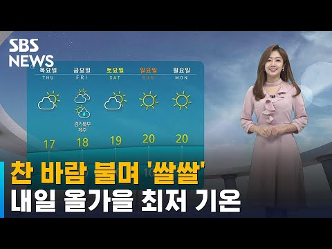 [날씨] 찬 바람 불며 '쌀쌀'…내일 올가을 최저 기온 / SBS