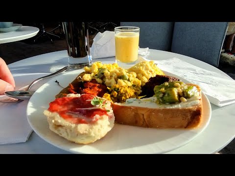 Airport Lounge Breakfast POV Eating at the Centurion Lounge SEATAC