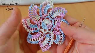 Easy crochet knitting✅️İpimde modelimde harika kolay çarkı felek motif