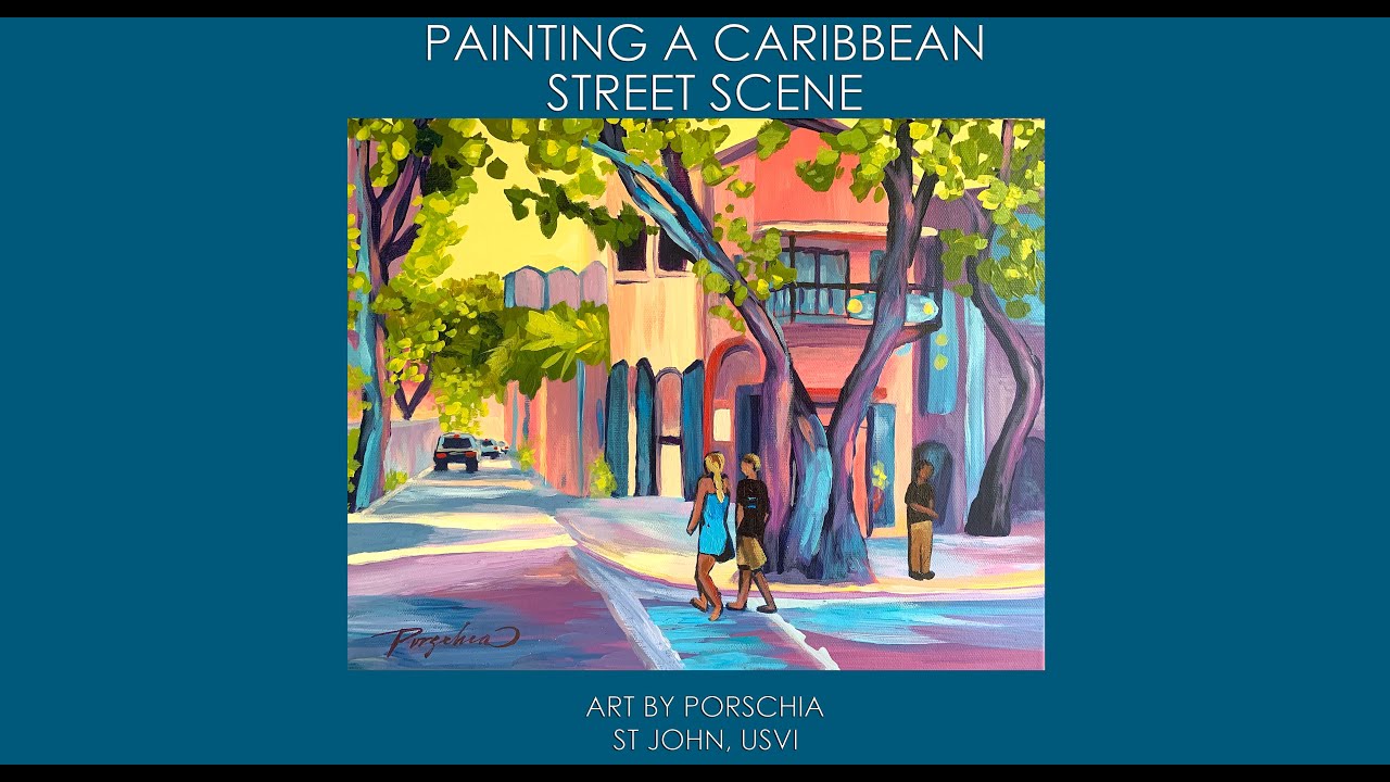 Painting a Caribbean Street Scene (timelapse)