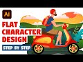 CHARACTER ILLUSTRATION | Illustrator CC Tutorial (Flat Design Guy on Scooter)