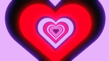 Neon red-purple heart-shaped tunnel on a black background. Video Loop | 10 minutes