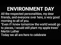 Speech on environment day  world environment day june 5th 2022  environment day speech in english