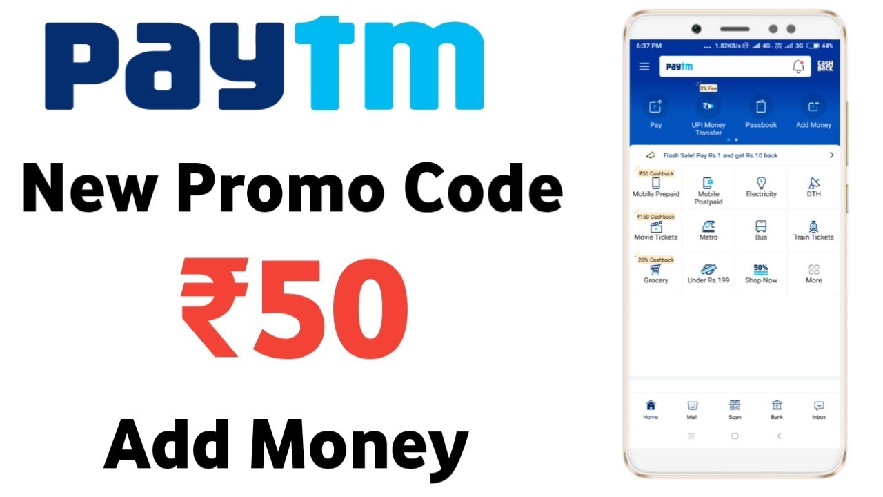 Paytm Today Promo Code || Add ₹50 in Paytm New Offer