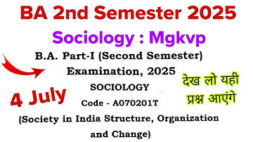 ba 2nd semester sociology important questions 2025 | ba 2nd semester sociology question paper 2025