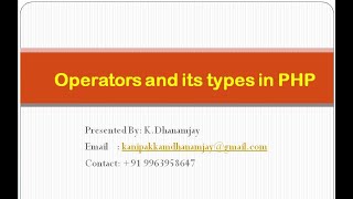 Operators and its types in PHP
