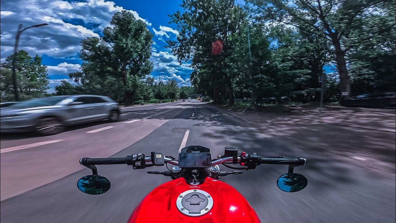 Ducati Monster 821 | Czysty dźwięk V2 | Jazda w mieście na spokojnie | Gopro 12 & Boya BY-M1