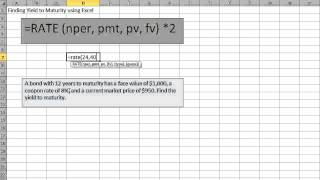 Finding Yield To Maturity Using Excel Youtube