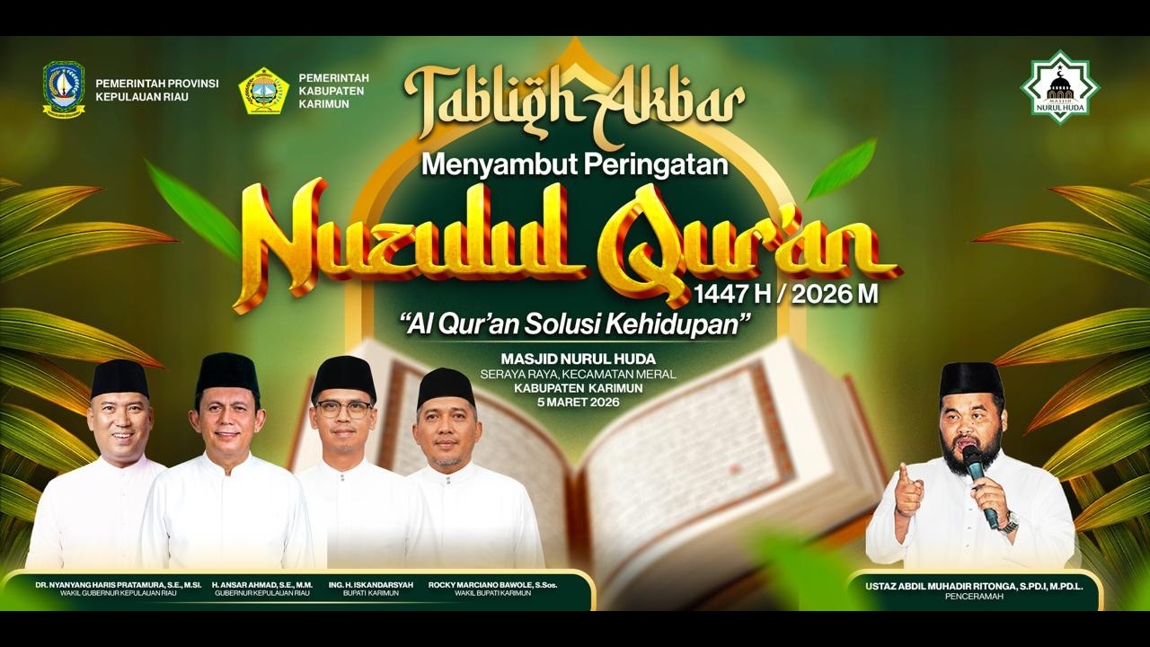 Live: Tabligh Akbar Nuzulul Qur'an| Salat Tarawih ke-16 di Masjid Nurul Huda Kabupaten Karimun