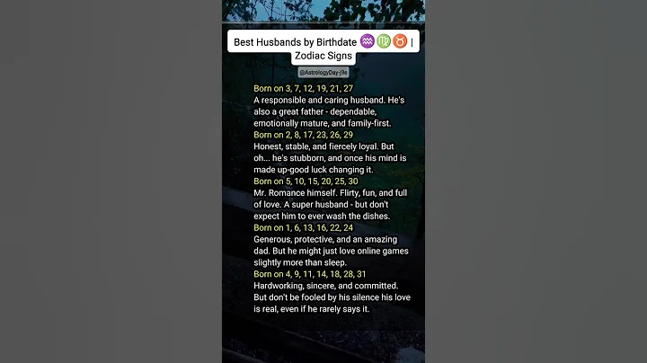 Best Husbands by Birthdate ♒♍♉ | Zodiac Signs #zodiac #zodiacsigns #astrology #astrologysigns #tarot