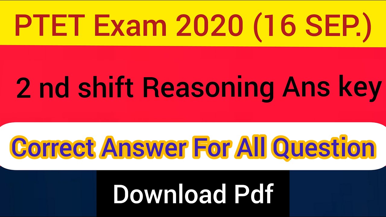 ptet  paper solution | ptet  reasoning answer key | ptet 2020 reasoning answer key | ptet paper solv