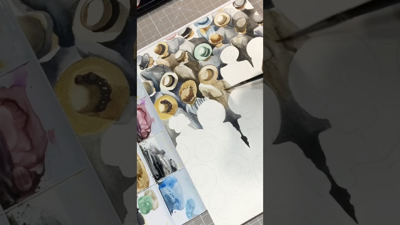 Painting a Crowd with Watercolor (Without Faces)