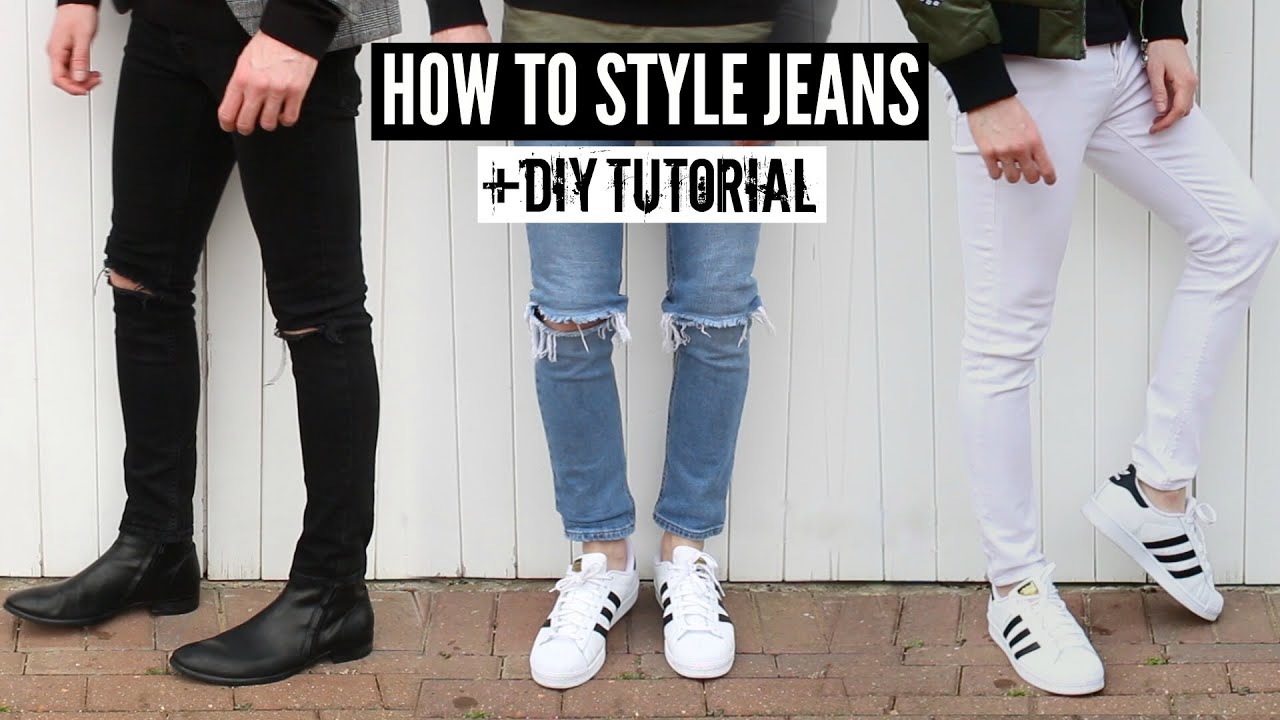 How To Style Jeans / Distressed Denim + DIY Tutorial - Mens Fashion ...