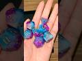 The collision of purple and blue creates a beautiful set of dice.#dnddice #resinart #dicerolls