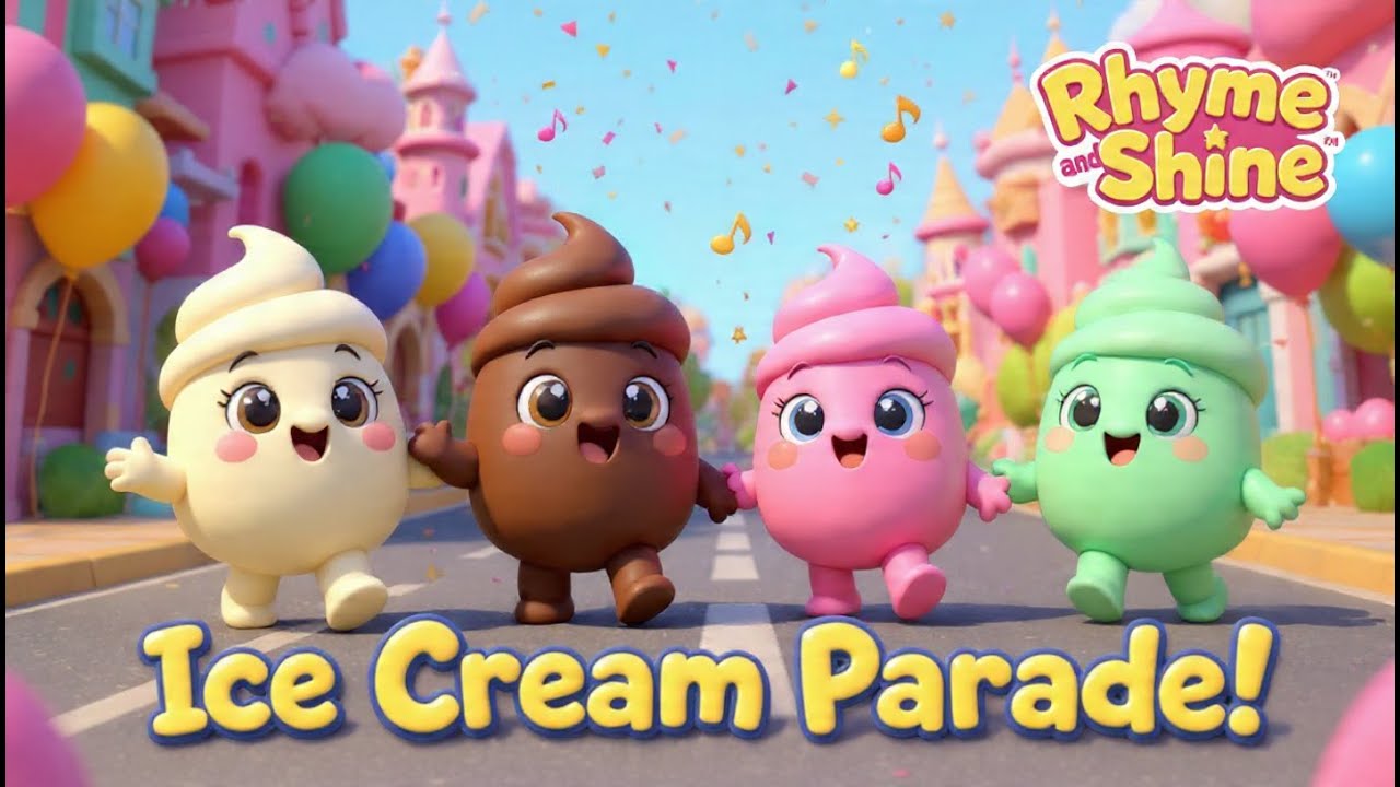 The Ice Cream Parade 🍦✨ | Fun Kids Rhyme ! Ice Cream Friends Marching! 🍦 Cute Kids Song