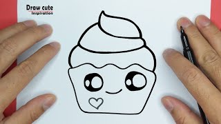 How to draw a cute Cupcake, Step by step, Draw cute inspiration