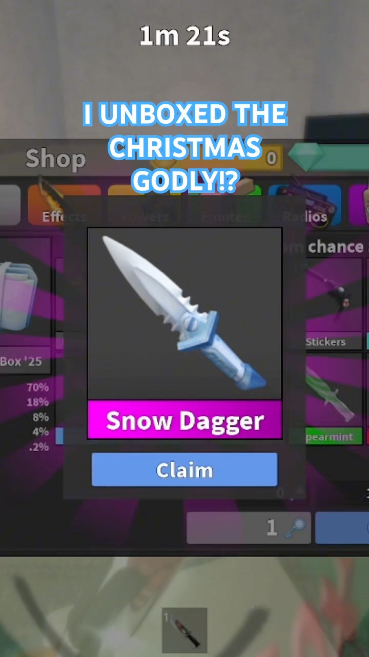 Unboxing The MM2 Snow Dagger CHRISTMAS GODLY In Roblox Mm2 Roblox Oardefault 