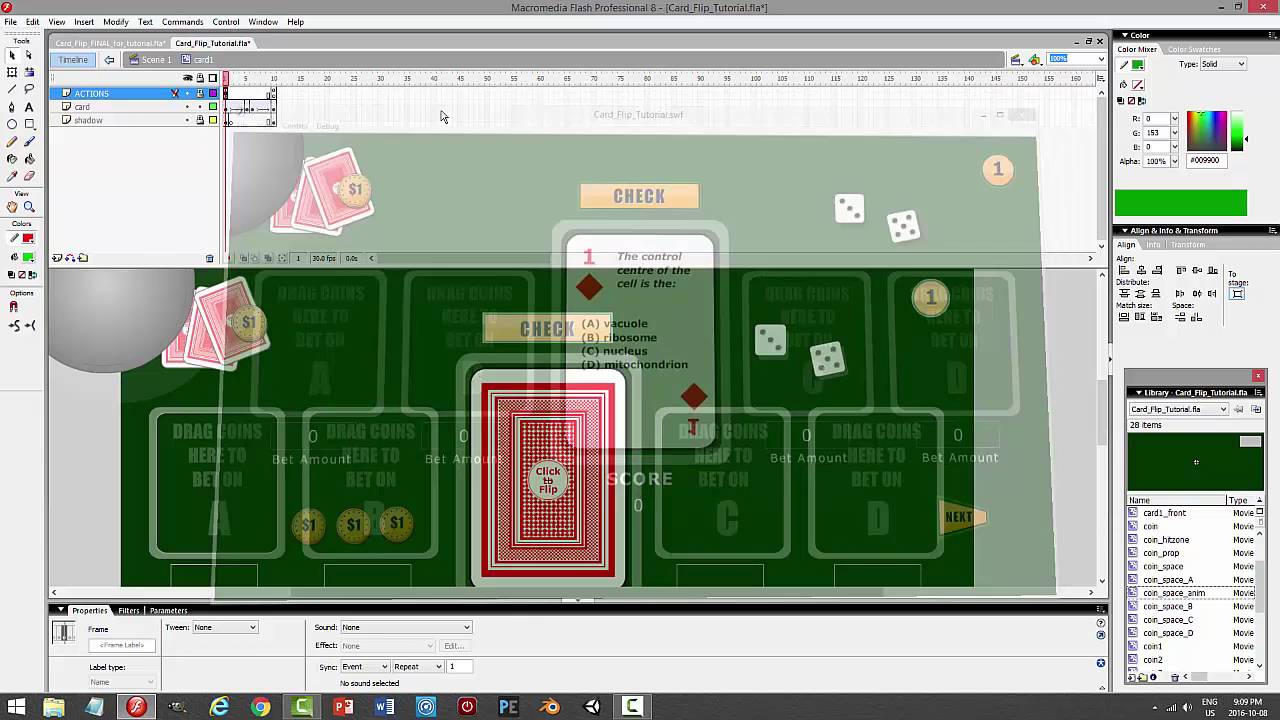 Tutorial Create a Card Flip Game in Flash (Part 4) YouTube