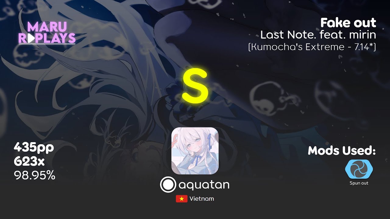 [7.14⭐️] osu! | aquatan | Last Note. ft. mirin - Fake out | +SO 98.95% ...