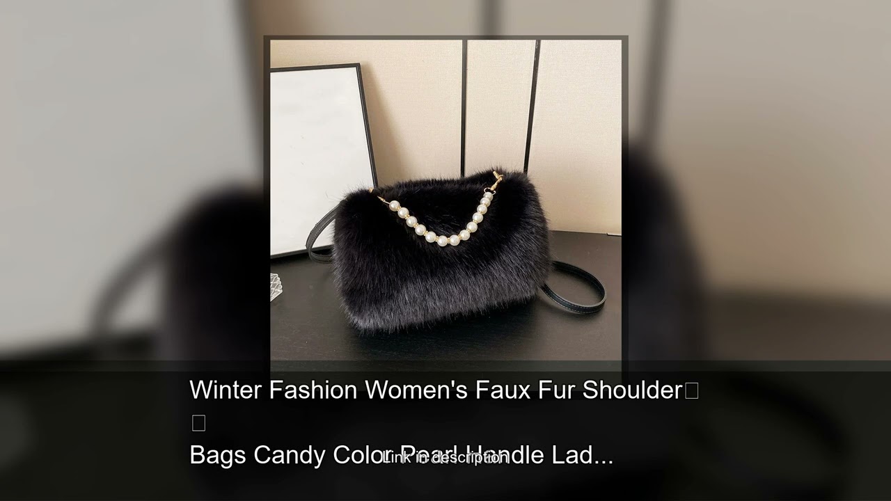 Winter Fashion Women's Faux Fur Shoulder Bags Candy Color Pearl Handle Ladies Crossbody Bag Sma