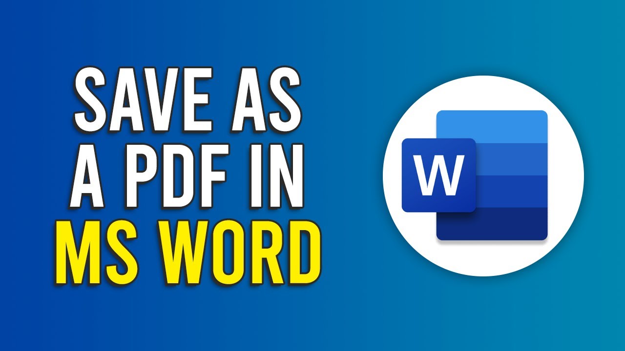 How to Save as a PDF in MS Word - YouTube