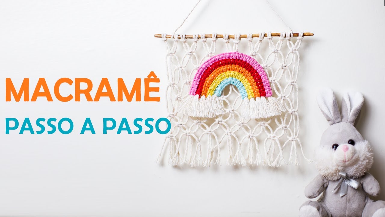 PAINEL EM MACRAMÊ PASSO A PASSO ARCO-ÍRIS #painel em macrame #macrame #macrame wall hanging