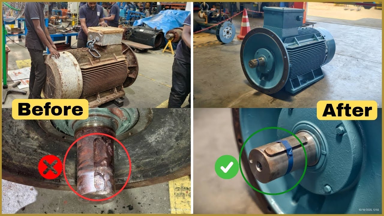 Motor Rotor Disconnected 250KW - Damaged Rotor Joint Shaft Repair Work - YouTube