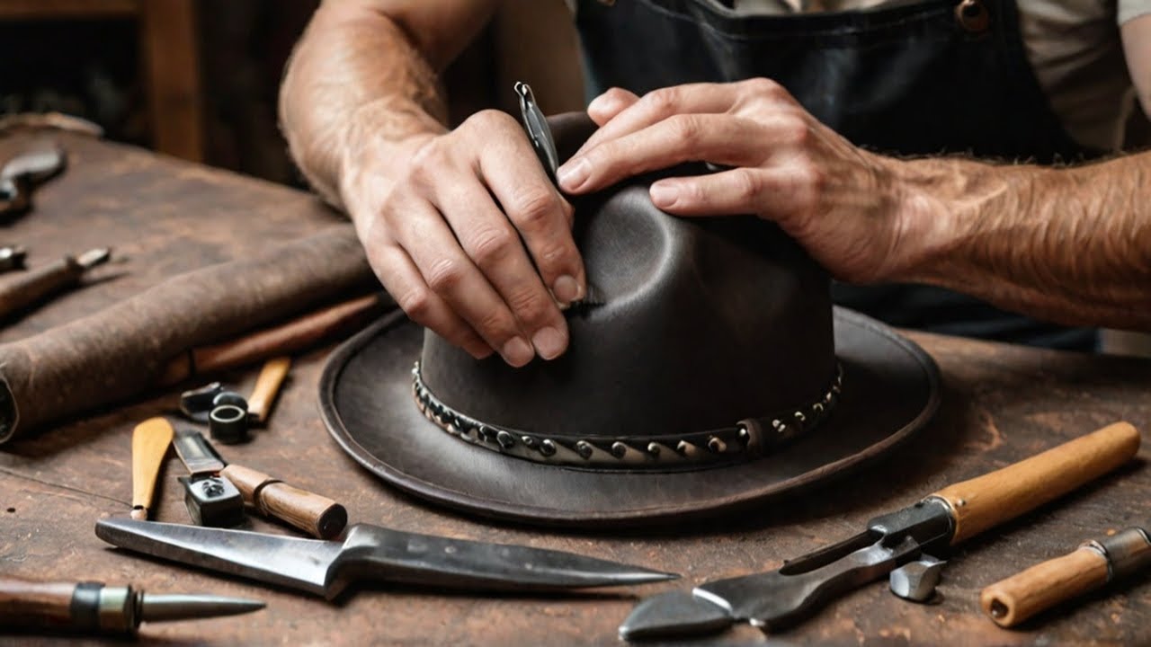 How to Make a Handmade Leather Cowboy Hat? | 4K