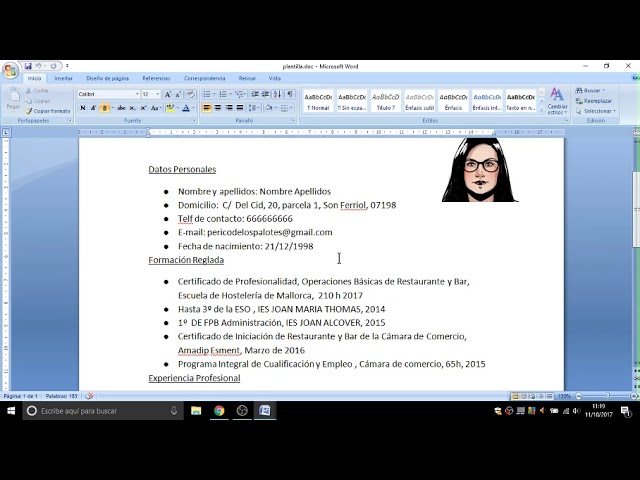 Como Hacer Un Curriculum Vitae Sencillo Youtube
