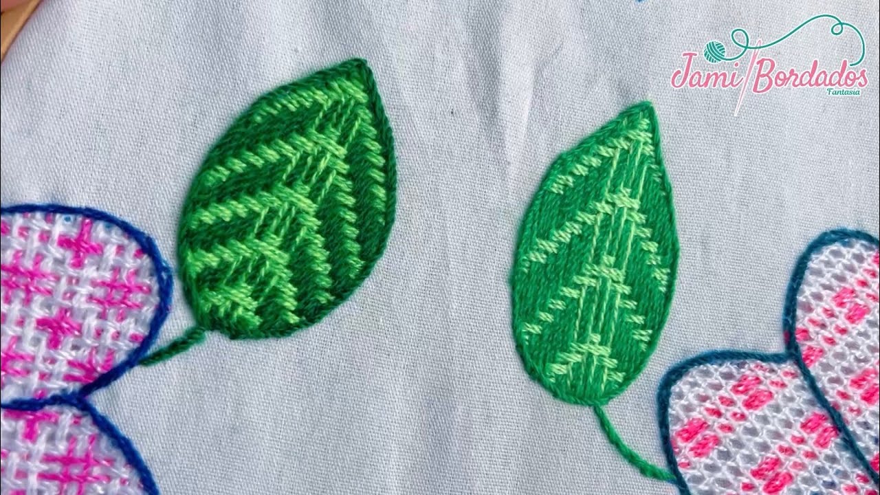 318. Bordado Fantasía Hoja 41 / Bordado a mano para Hojas y Pétalos. #embroidery #bordado