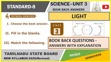 8th science light book back answers unit 3 one words