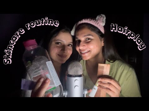 Asmr | Doing my sisters Skincare and Hair Brushing🌙