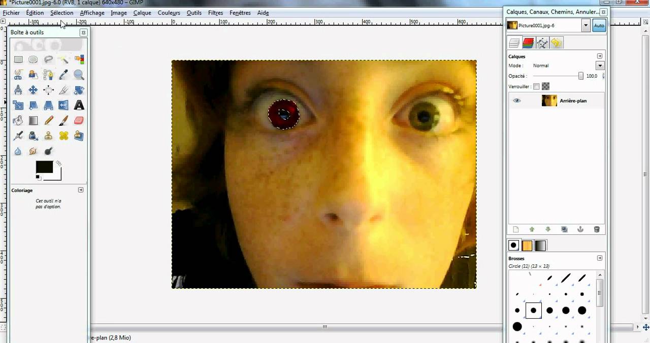 modifier les yeux avec gimp 2.6