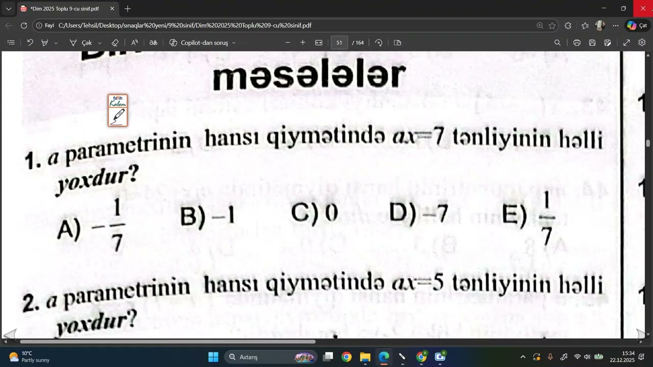 xətii tənlik, kvadrat tənlik  ilk anlayışlar