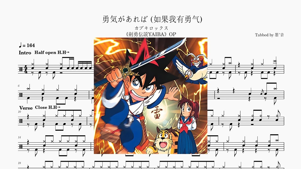 カブキロックス - 勇気があれば (如果我有勇气) Drum Score