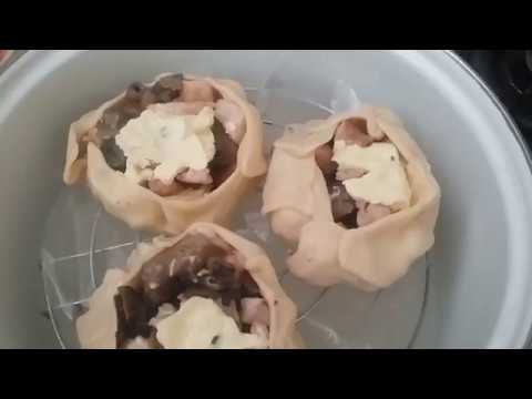 Открытые манты с картошкой и грибами