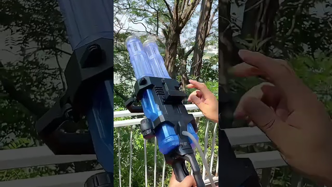 Dual-headed electric rotating Gatling gun. Not only does it have a cool appearance, but it also feat