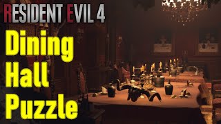 Resident Evil 4 remake dining hall puzzle guide, chapter 9 snake statue puzzle screenshot 5