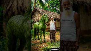 Palm Leaf Horse 😱 Jungle Craft Magic | 100% Satisfying AI Work 🐎🔥 #shorts #aitrends #aishorts #ai