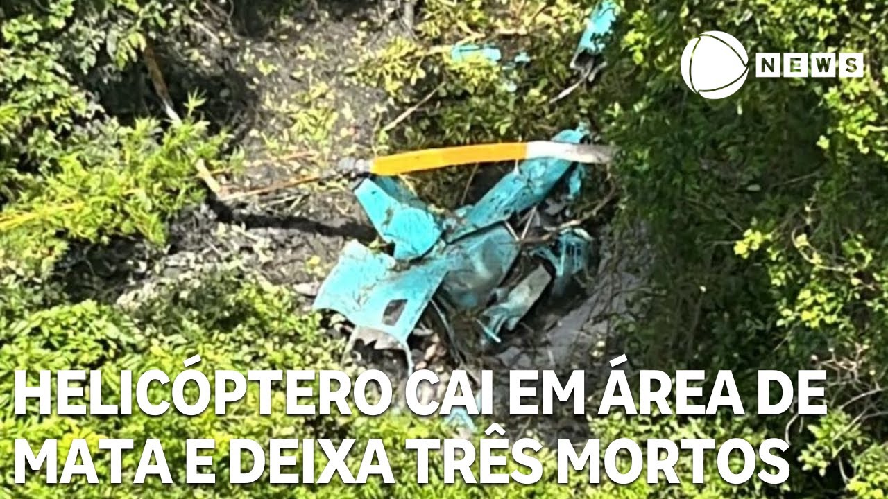 Helicóptero cai em área de mata e deixa três mortos em Guaratiba, zona oeste do Rio de Janeiro